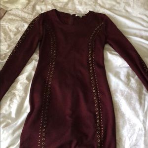 Fitted Maroon Long Sleeve Dress